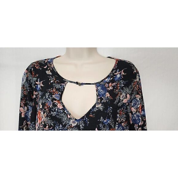 American Eagle Outfitters 3/4 Balloon Sleeve Keyhole Neck Floral S/P - Picture 5 of 8